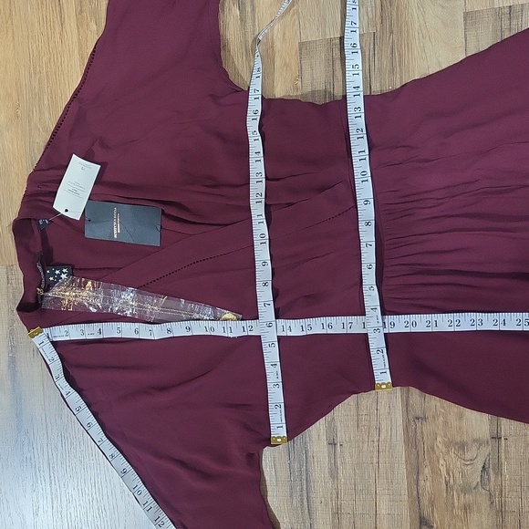 SCOTCH & SODA MAISON SCOTCH Merlot Maison Wrap Midi Dress w/ Necklace - Picture 13 of 16